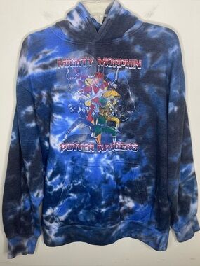 Size Large Mighty Morphin Power Rangers Blue Tie-dye Hoodie